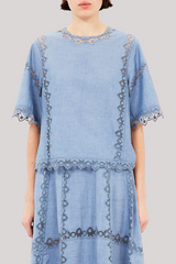 Ulla Johnson - Kai Short Sleeve Top - CHAMBRAY