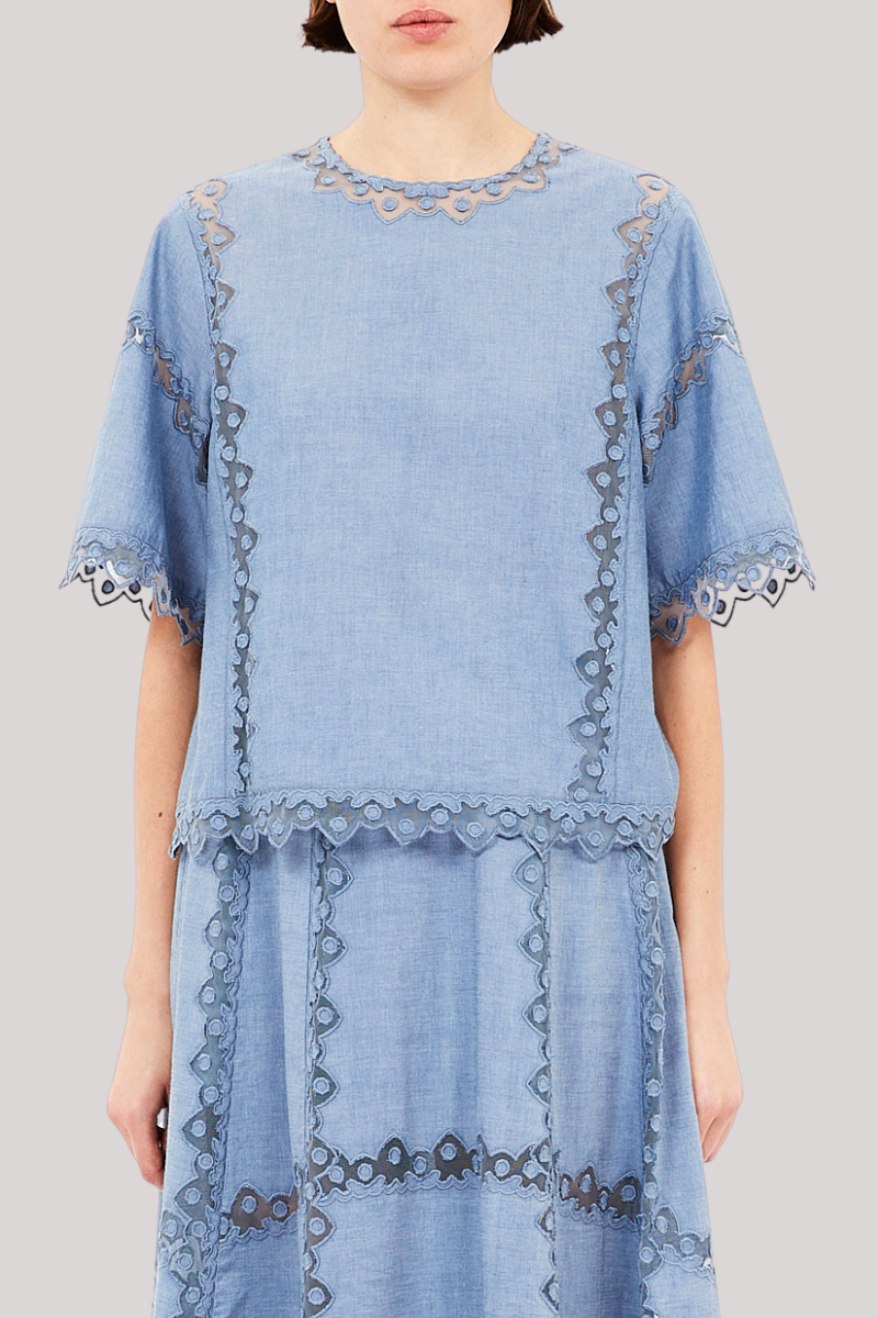Ulla Johnson - Kai Short Sleeve Top - CHAMBRAY