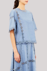 Ulla Johnson - Kai Short Sleeve Top - CHAMBRAY