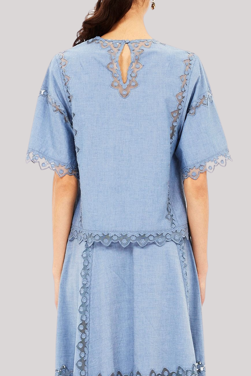 Ulla Johnson - Kai Short Sleeve Top - CHAMBRAY