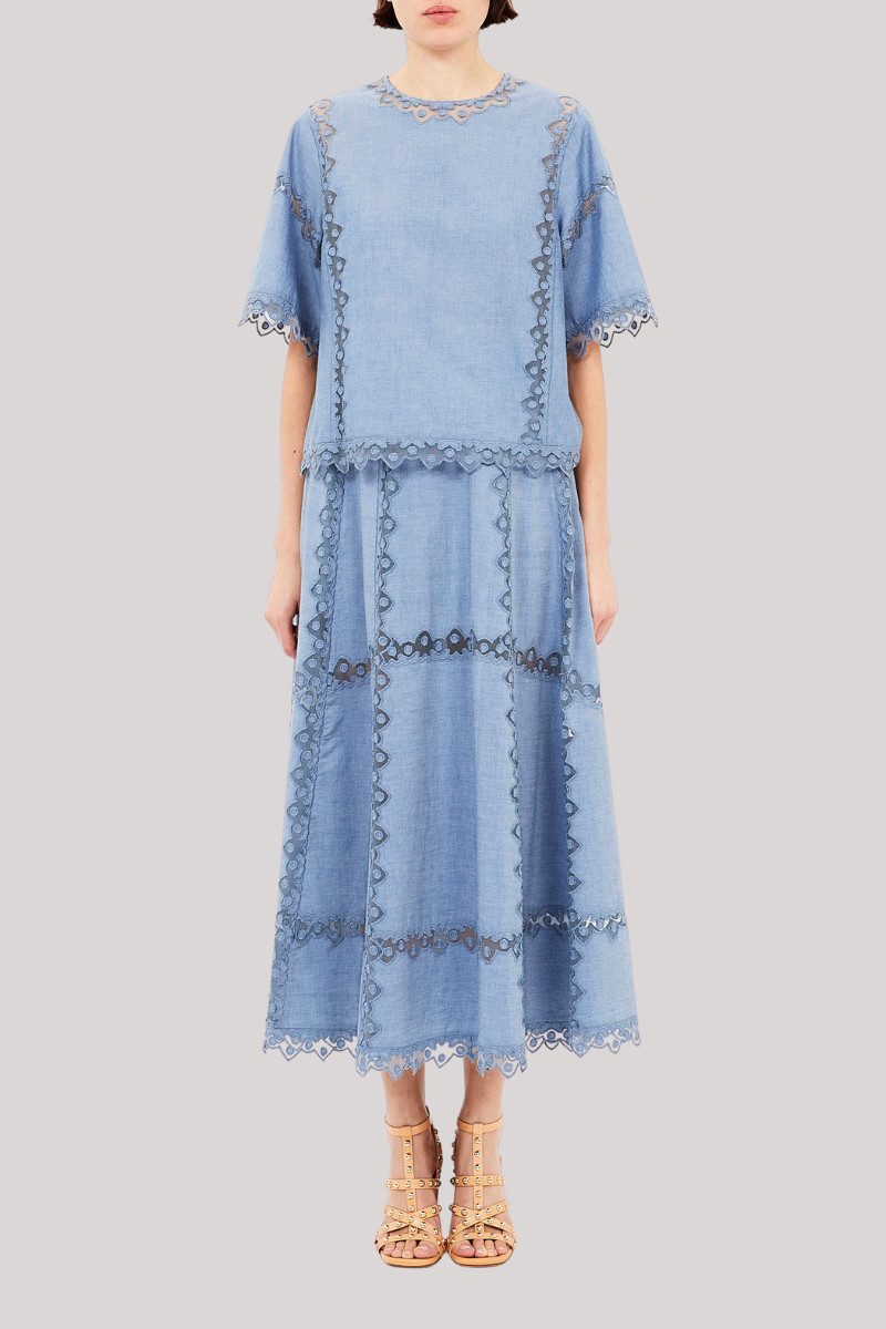 Ulla Johnson - Kai Short Sleeve Top - CHAMBRAY