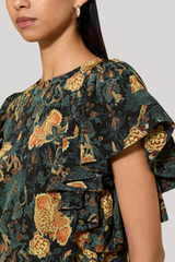 Ulla Johnson - Lena Silk Flutter Sleeve Blouse  - NUIT