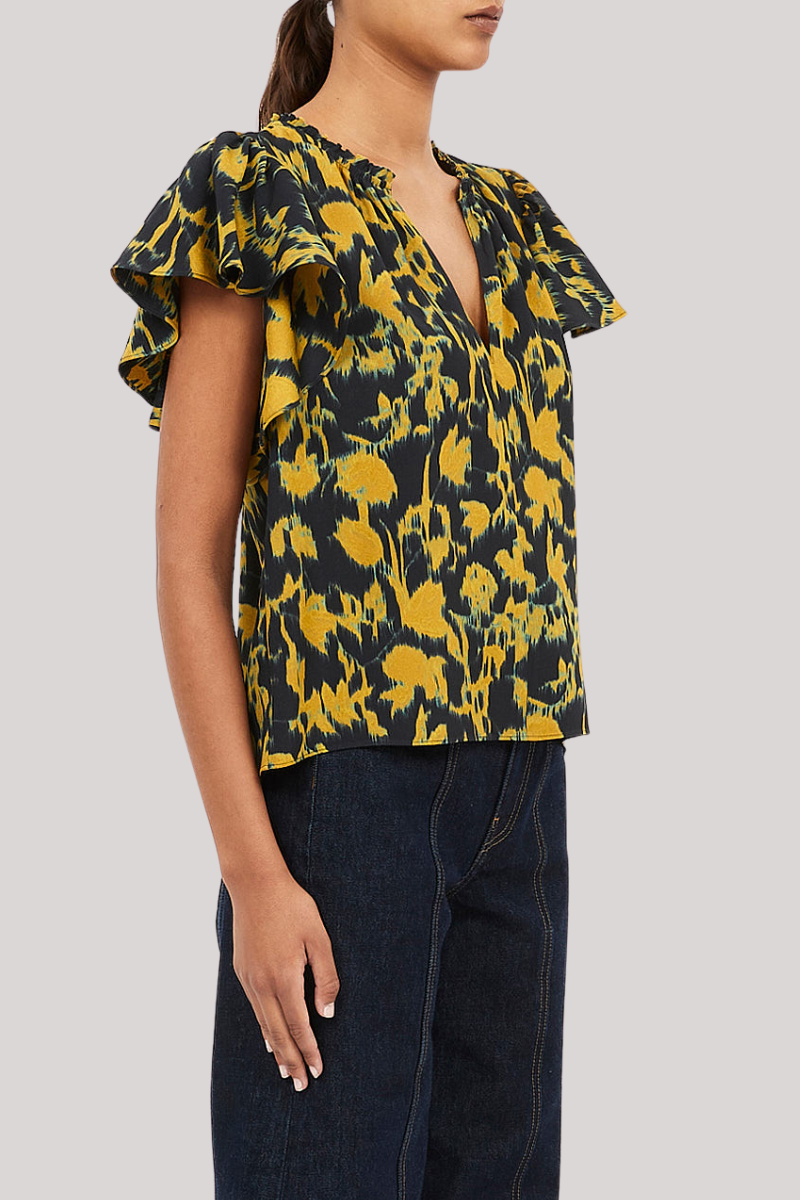 Ulla Johnson - Lilo Flutter Sleeve Blouse - VERDITE