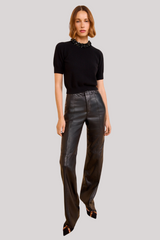 Ulla Johnson - Liv Embroidered Cashmere Short Sleeve Knit  - NOIR