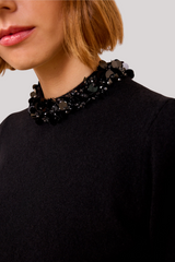 Ulla Johnson - Liv Embroidered Cashmere Short Sleeve Knit  - NOIR
