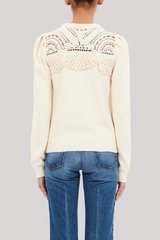 Ulla Johnson - Lucette Long Sleeve Pullover With Crochet - COWRIE