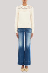 Ulla Johnson - Lucette Long Sleeve Pullover With Crochet - COWRIE