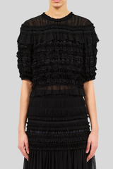 Ulla Johnson - Mabel Short Sleeve Silk Top - NOIR