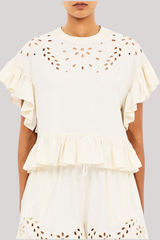 Ulla Johnson - Mariana Short Sleeve Top - COWRIE