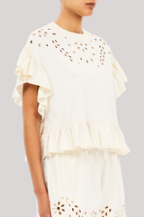 Ulla Johnson - Mariana Short Sleeve Top - COWRIE