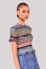 Ulla Johnson - Miya Short Sleeve Knit Top - AZURITE