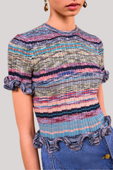 Ulla Johnson - Miya Short Sleeve Knit Top - AZURITE