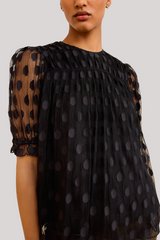 Ulla Johnson - Nitara Lace Short Sleeve Blouse  - NOIR