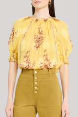 Ulla Johnson - Pippa Short Sleeve Blouse - SOLEIL