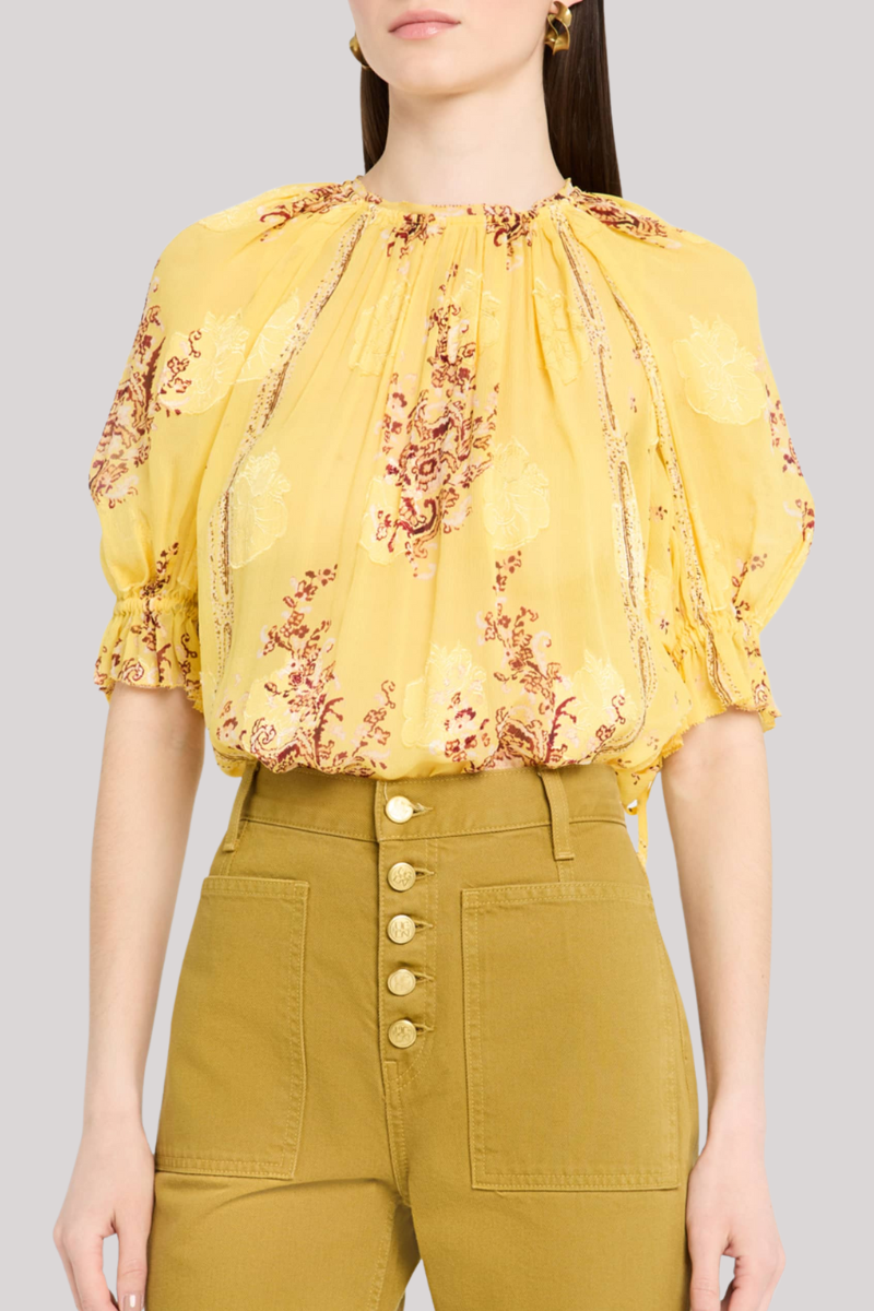 Ulla Johnson - Pippa Short Sleeve Blouse - SOLEIL