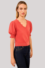Ulla Johnson - Polline Short Sleeve Top - CORAL