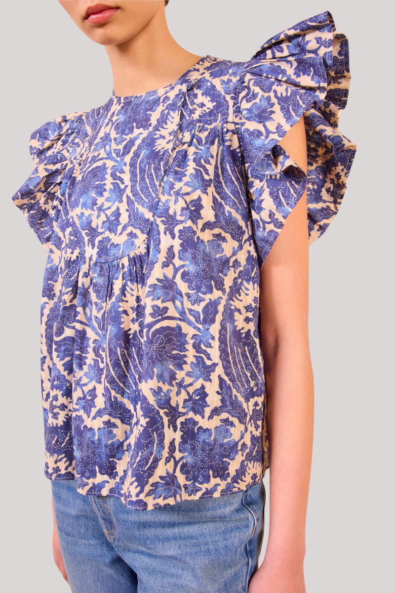 Ulla Johnson - Sienna Flutter Sleeve Top - OCEAN
