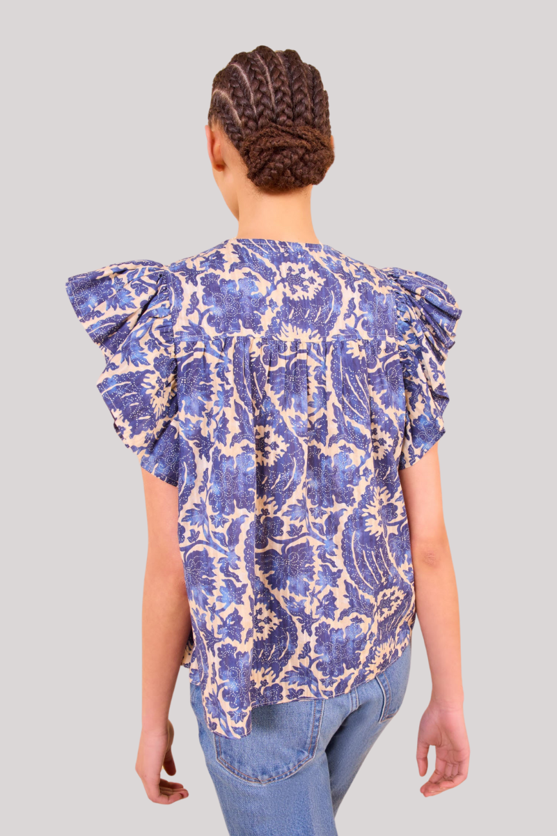 Ulla Johnson - Sienna Flutter Sleeve Top - OCEAN