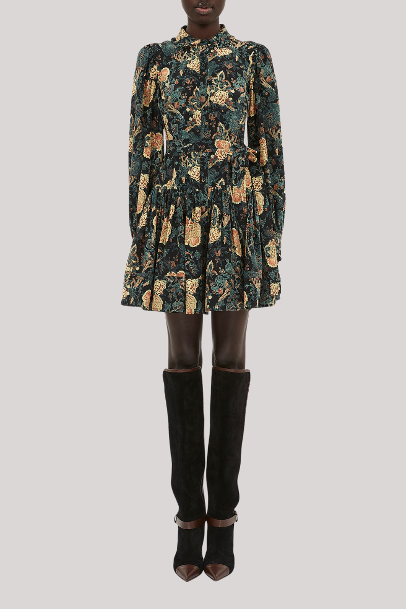 Ulla Johnson - Simona Silk Long Sleeve Mini Dress - NUIT