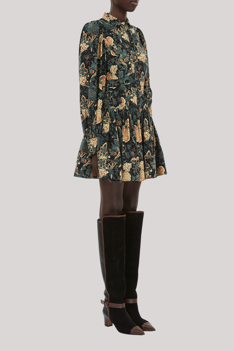 Ulla Johnson - Simona Silk Long Sleeve Mini Dress - NUIT
