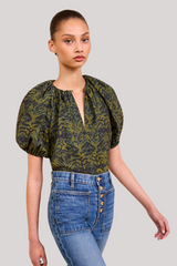 Ulla Johnson - Talie Silk Short Sleeve Blouse  - DESJASPR