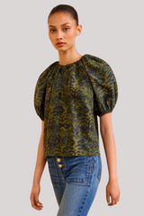 Ulla Johnson - Talie Silk Short Sleeve Blouse  - DESJASPR