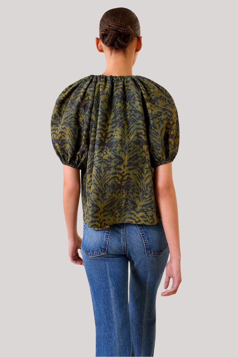 Ulla Johnson - Talie Silk Short Sleeve Blouse  - DESJASPR