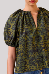 Ulla Johnson - Talie Silk Short Sleeve Blouse  - DESJASPR