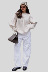 White + Warren - Cashmere Blend Raglan Sweater - IVORY