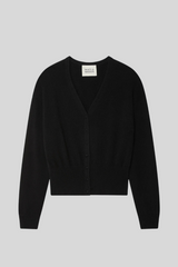 White + Warren - Cashmere Deep V Cardigan - BLACK