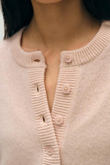 White + Warren - Cashmere Featherweight Button Henley - PINKSAND