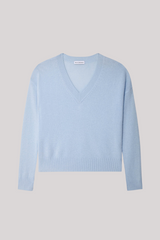 White + Warren - Cashmere Featherweight V neck - PALEMIST
