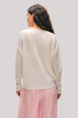 White + Warren - Cashmere Featherweight V neck - SOFTWHT