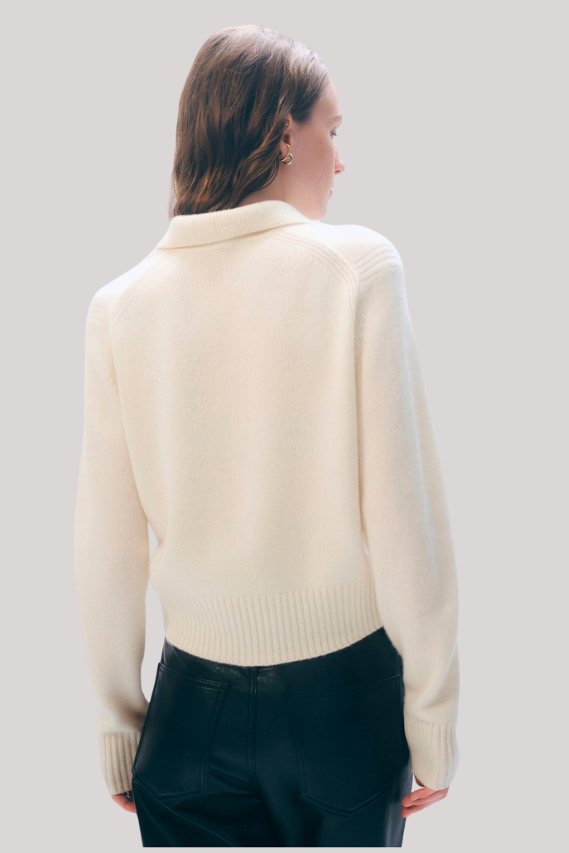 White + Warren - Cashmere Gold Button Polo - SFTWHITE