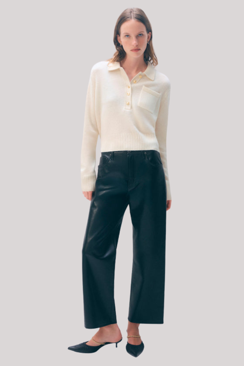 White + Warren - Cashmere Gold Button Polo - SFTWHITE