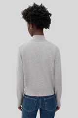 White + Warren - Cashmere High Neck Cardigan - GRYHEATH