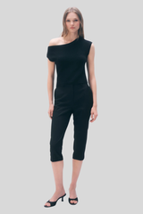 White + Warren - Cashmere Off Shoulder Top - BLACK