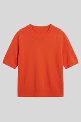 White + Warren - Cashmere Relaxed T-Shirt - POPPYRED