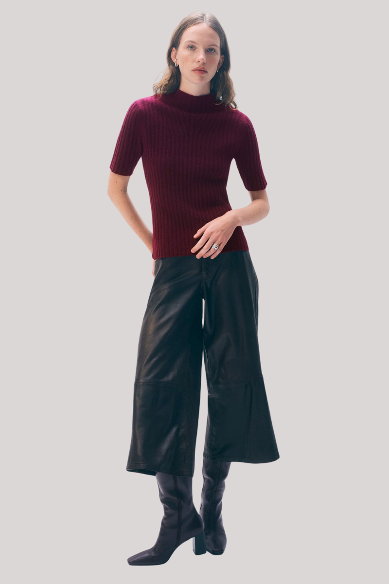 White + Warren - Cashmere Ribbed Mockneck - SANGRIA