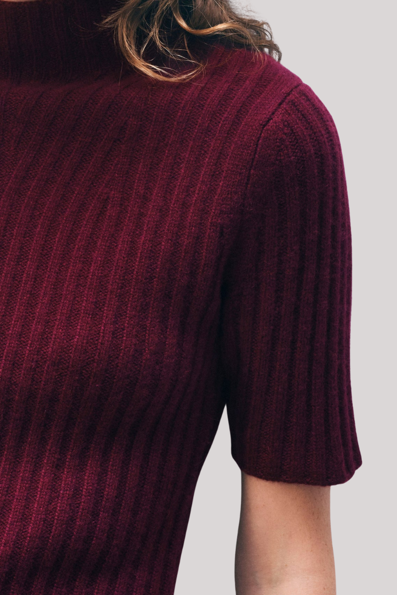 White + Warren - Cashmere Ribbed Mockneck - SANGRIA