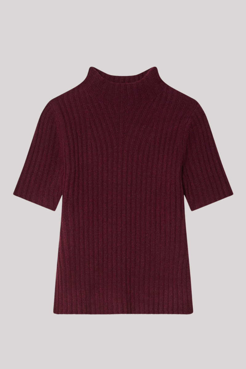 White + Warren - Cashmere Ribbed Mockneck - SANGRIA
