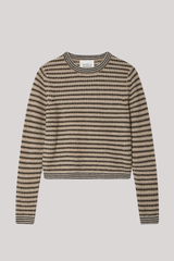 White + Warren - Cashmere Textured Stripe Crewneck - NEUTCOMB