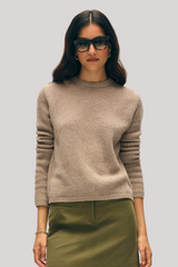 White + Warren - Cashmere Waffle Mesh Crewneck - TAUPHEAT