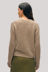 White + Warren - Cashmere Waffle Mesh Crewneck - TAUPHEAT