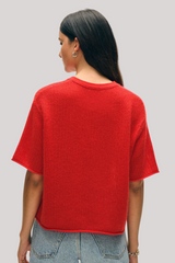 White + Warren - Cashmere Waffle Mesh Tee - FRNCHRED