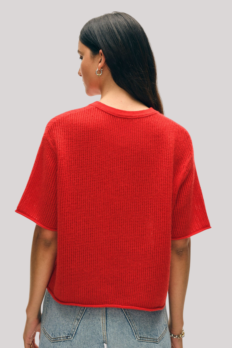 White + Warren - Cashmere Waffle Mesh Tee - FRNCHRED