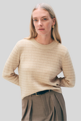 White + Warren - Cashmere Waffle Stripe Crewneck - NATHETST