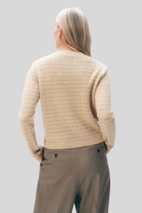 White + Warren - Cashmere Waffle Stripe Crewneck - NATHETST