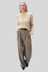 White + Warren - Cashmere Waffle Stripe Crewneck - NATHETST