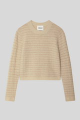 White + Warren - Cashmere Waffle Stripe Crewneck - NATHETST